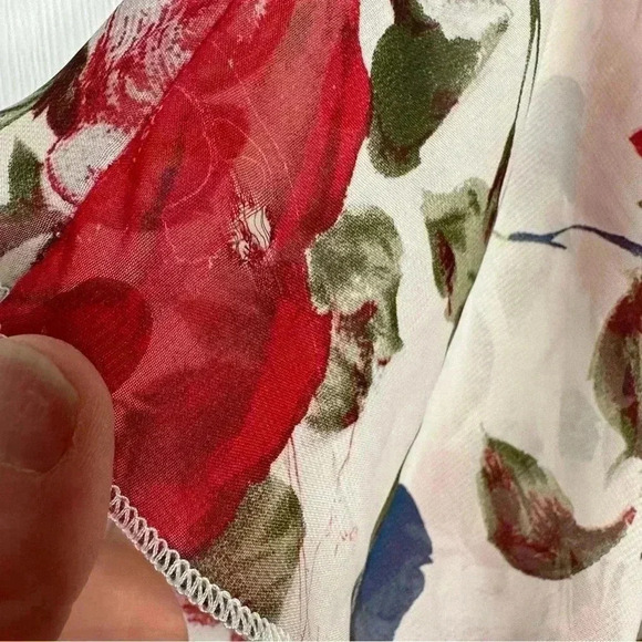 Kimono Sheer Floral  White / Red / Blue Size - Picture 14 of 16